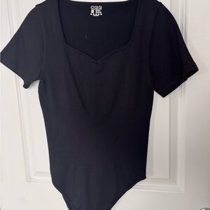 Elegant Black Short Sleeve Bodysuit